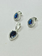 SET / JUEGO - HALO GOTA  - AZUL - PLATA .925