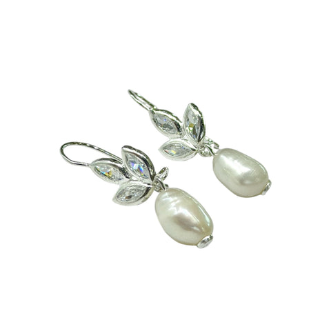 ARETE RACIMO CON PERLA COLGANTE - PLATA .925