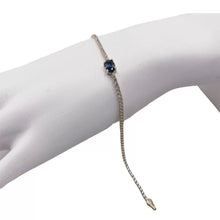 PULSERA TIPO TENNIS CON ZIRCONIA OVAL CENTRAL AZUL - ORO 10K
