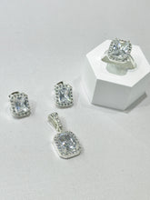 SET / JUEGO 3 PZAS - HALO RECTANGULAR  - BLANCO - PLATA .925