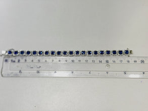 PULSERA CUADROS ZIRCONIA AZUL CONTORNO BLANCO / ORO BLANCO - ORO 10K
