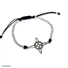 PULSERA NUDO DE BRUJA BOLITAS CON HILO - NEGRO - PLATA .925