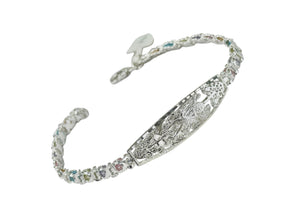 PULSERA PLACA ARCANGEL MIGUEL - PIEDRA COLORES - PLATA .925