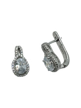 ARETE ZIRCONIA OVAL CON BISEL ZIRCONIA GOTA - PLATA .925