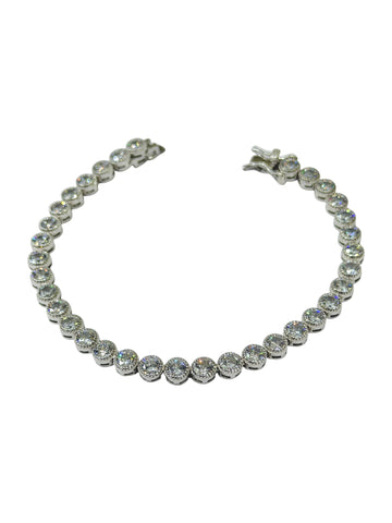 PULSERA CÍRCULOS ZIRCONIA  BISELADOS- PLATA .925