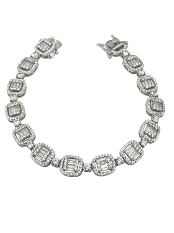 PULSERA CUADROS BAGUETTES ZIRCONIA - PLATA .925