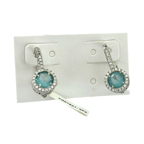ARETE COLGANTE ZIRCONIA CÍRCULO AZUL - PLATA .925