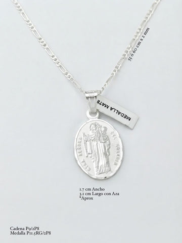 CADENA CON MEDALLA VIRGEN NUESTRA SEÑORA DEL ROSARIO - PLATA .925