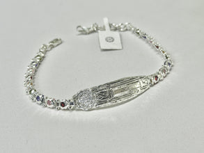 PULSERA PLACA LLAVE SAN BENITO - PIEDRA COLORES - PLATA .925