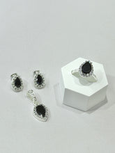 SET / JUEGO 3 PZAS - HALO GOTA  - NEGRO - PLATA .925