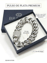 PULSO BARBADO CUBANO LIGERO - 21.5 cm x 1.6 cm - PLATA .925