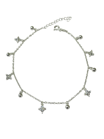 TOBILLERA DIJES COLGANTES - FLOR - PLATA .925