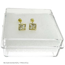 BROQUEL CUADRO ZIRCONIA BISEL DIAMANTADO ORO 10K