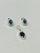 SET / JUEGO - HALO GOTA  - AZUL - PLATA .925