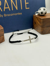 PULSERA TEJIDA CON CRUZ TRANSVERSAL - PLATA .925