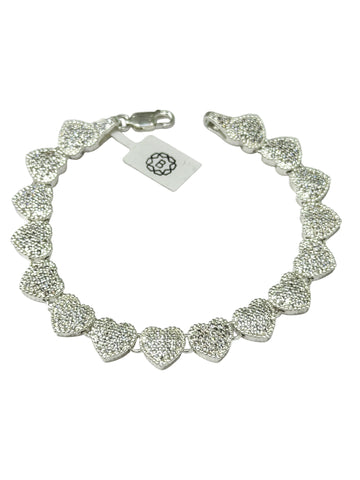 PULSERA CORAZÓN MULTI ZIRCONIA BARRIL - PLATA .925
