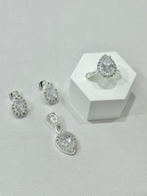 SET / JUEGO 3 PZAS - HALO GOTA  - BLANCO - PLATA .925