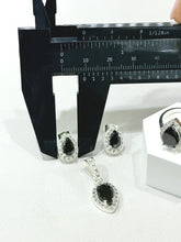 SET / JUEGO 3 PZAS - HALO GOTA  - NEGRO - PLATA .925