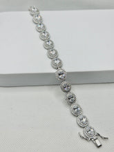 PULSERA OVAL ZIRCONIA CON DOBLE CONTORNO - PLATA .925
