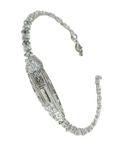 PULSERA PLACA LLAVE SAN BENITO - PIEDRA BLANCA - PLATA .925