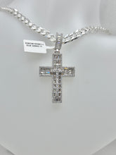 DIJE CRUZ CON PIEDRA ZIRCONIA BAGUETTE CENTRO CRUZ MINI  - PLATA .925