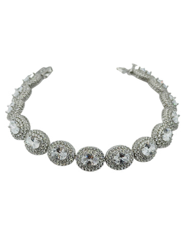 PULSERA OVAL ZIRCONIA CON DOBLE CONTORNO - PLATA .925