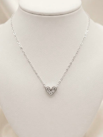 COLLAR GARGANTILLA CORAZÓN MINI ZIRCONIAS  - PLATA .925