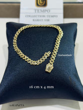 PULSO BARBADO TEMPO  DIAMANTADO - 16 cm X 4 mm - ORO 10K