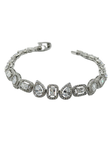 PULSERA GOTAS CON RECTÁNGULO ZIRCONIAS - PLATA .925
