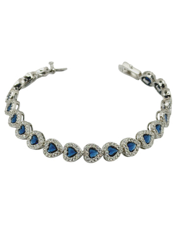 PULSERA CORAZÓN ZIRCONIA AZUL - PLATA .925