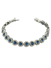 PULSERA CORAZÓN ZIRCONIA AZUL - PLATA .925