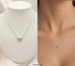 COLLAR GARGANTILLA CORAZÓN MINI ZIRCONIAS  - PLATA .925