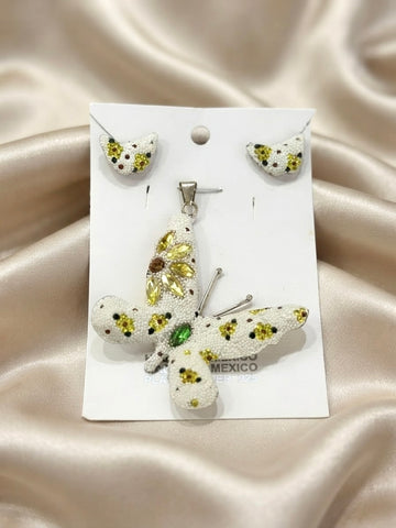 SET MARIPOSA MICROPERLA - PLATA .925