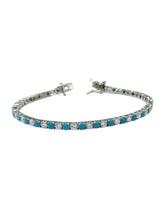 PULSERA TENNIS ZIRCONIA AZUL Y BLANCO - PLATA .925