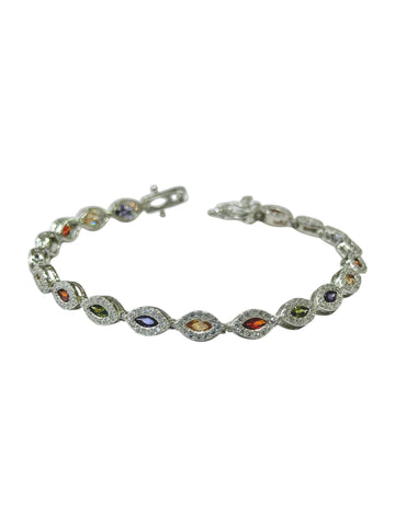 PULSERA SEMILLAS ZIRCONIA COLORES - PLATA .925