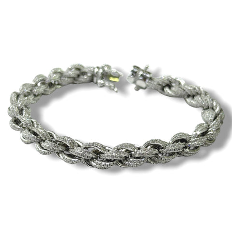 PULSO TORSAL CON ZIRCONIA - 20.5 CM X 8 MM - PLATA .925