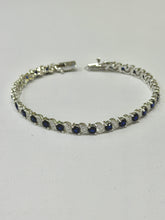 PULSERA VIÑETAS ZIRCONIA AZUL- PLATA .925