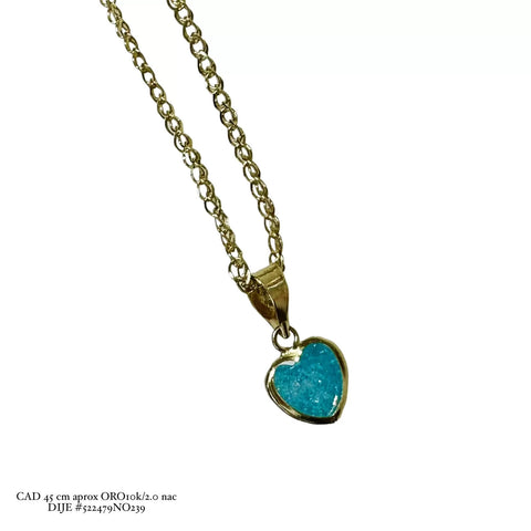 GARGANTILLA CORAZÓN COLORES TIPO GEMA - AZUL