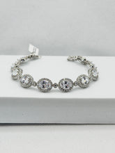 PULSERA OVAL ZIRCONIA CON ENLACES - PLATA .925
