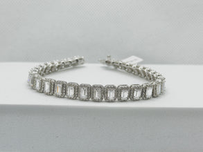 PULSERA RECTÁNGULO CONTORNO ZIRCONIA - PLATA .925