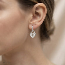 ARRACADA BOLEADA CON CORAZÓN CANDADO - PLATA .925
