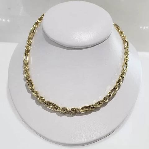 CADENA TORSAL FÍGARO 5 mm - 55 cm - ORO 10K