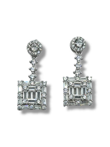 ARETE CUADRO 2 BAGUETTES  - PLATA .925