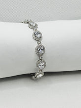 PULSERA OVAL ZIRCONIA CON ENLACES - PLATA .925