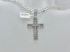 DIJE CRUZ CON PIEDRA ZIRCONIA BAGUETTE CENTRO CRUZ MINI  - PLATA .925