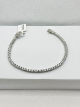 PULSERA TENNIS PIEDRA ZIRCONIA - 17 cm x 2 mm - PLATA .925