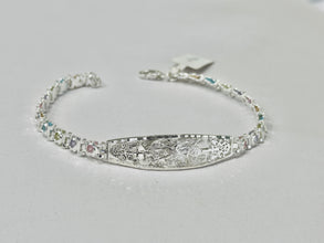 PULSERA PLACA ARCANGEL MIGUEL - PIEDRA COLORES - PLATA .925