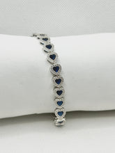 PULSERA CORAZÓN ZIRCONIA AZUL - PLATA .925