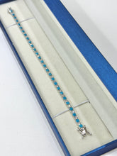 PULSERA TENNIS ZIRCONIA AZUL Y BLANCO - PLATA .925