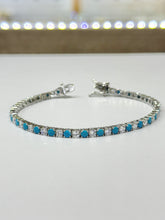 PULSERA TENNIS ZIRCONIA AZUL Y BLANCO - PLATA .925